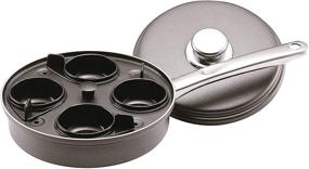 img 4 attached to Farberware Nonstick Dishwasher Safe Egg Poacher Pan/Skillet with 4 Cups and Lid - 8 Inch Gray Cookware