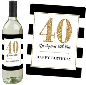 img 1 attached to 🎉 Stylish 40th Birthday - Pink, Black & Gold - Women's Birthday Gift - Wine Bottle Labels - Pack of 4