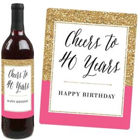 img 2 attached to 🎉 Stylish 40th Birthday - Pink, Black & Gold - Women's Birthday Gift - Wine Bottle Labels - Pack of 4