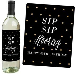 img 3 attached to 🎉 Stylish 40th Birthday - Pink, Black & Gold - Women's Birthday Gift - Wine Bottle Labels - Pack of 4