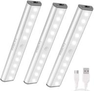 💡 portable stick-on rechargeable led lights for cabinets - motion sensor activated night light (3pack) логотип