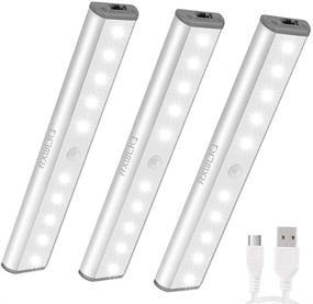 img 4 attached to 💡 Portable Stick-on Rechargeable LED Lights for Cabinets - Motion Sensor Activated Night Light (3PACK)