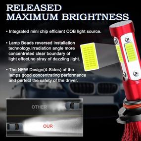 img 3 attached to 🔦 StoneBanks LED Headlight Bulbs: Super Bright 9005+9006 Hight Low Beam Conversion Kit - Cool White, 6000K, 50W - 4 Side 360° - Quick Install - Halogen Replacement Set - Red 4PCS