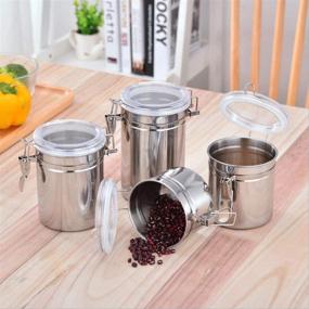 img 3 attached to 🔒 Foraineam 4-Piece Stainless Steel Airtight Canister Set with Clear Acrylic Lid and Locking Clamp - Food Storage Containers for Coffee, Tea, Snacks, Flour