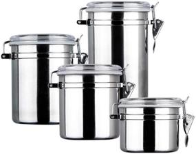 img 1 attached to 🔒 Foraineam 4-Piece Stainless Steel Airtight Canister Set with Clear Acrylic Lid and Locking Clamp - Food Storage Containers for Coffee, Tea, Snacks, Flour