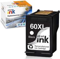 🖨️ st@r ink remanufactured ink cartridge replacement for hp 60 xl 60xl photosmart c4700 c4795 c4600 d110a envy 120 100 deskjet f4235 f4580 f4400 f2430 printer - black, 1-pack logo