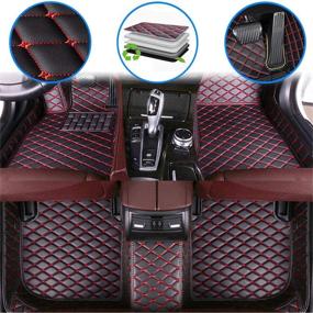 img 4 attached to Ruberpig Car Custom Floor Mats For Dodge Challenger 2Door 2015-2019 Luxury Leather Full Coverage Floor Liner Full Set (Black Red)