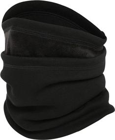 img 4 attached to 🧣 Black Fleece Neck Gaiter Warmer Windproof Face Mask