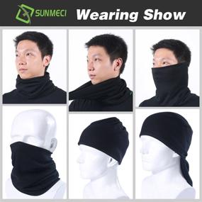 img 2 attached to 🧣 Black Fleece Neck Gaiter Warmer Windproof Face Mask