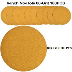 img 3 attached to 🔸 Aiyard 6-Inch No-Hole Hook and Loop Sanding Discs 80-Grit - 100-Pack for Automotive and Woodworking - Random Orbital Sandpaper