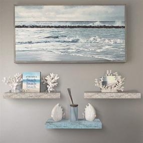 img 3 attached to 🌊 Sorbus Rustic Wood Floating Shelf Set - Coastal Beach Style Rectangular Wall Shelves for Home Décor, Trophy Display, Photo Frames, etc. (Blue/White, 3 Pack)