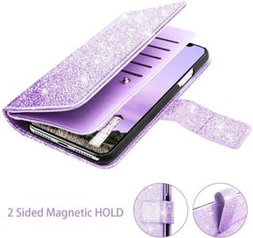 img 1 attached to Fingic iPhone 11 Case with 9 Card Holder & Kickstand: Glitter Sparkle Wallet Cover for Women, Purple