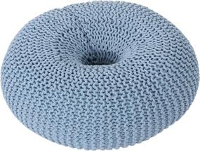 img 4 attached to Truda Light Blue Knitted Cotton Donut Pouf by Christopher Knight Home