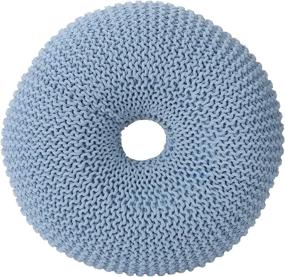 img 1 attached to Truda Light Blue Knitted Cotton Donut Pouf by Christopher Knight Home