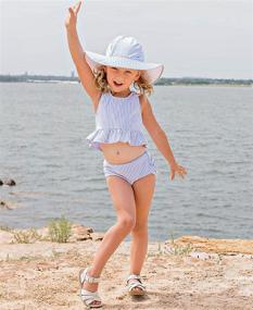 img 2 attached to 👶 Cute Baby/Toddler Girls Cropped Peplum Tankini 2 Piece Swimsuit with Ruffles