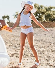 img 3 attached to 👶 Cute Baby/Toddler Girls Cropped Peplum Tankini 2 Piece Swimsuit with Ruffles