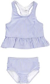 img 4 attached to 👶 Cute Baby/Toddler Girls Cropped Peplum Tankini 2 Piece Swimsuit with Ruffles