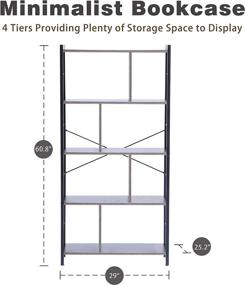 img 3 attached to 📚 OGMILL Distressed Grey 4-Tier Ladder Bookshelf - Wood Shelving Unit with Large Storage Space for Home Office and Living Room Collection, Metal Frame - Simple Assembly