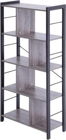 img 4 attached to 📚 OGMILL Distressed Grey 4-Tier Ladder Bookshelf - Wood Shelving Unit with Large Storage Space for Home Office and Living Room Collection, Metal Frame - Simple Assembly