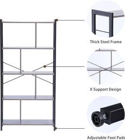 img 2 attached to 📚 OGMILL Distressed Grey 4-Tier Ladder Bookshelf - Wood Shelving Unit with Large Storage Space for Home Office and Living Room Collection, Metal Frame - Simple Assembly