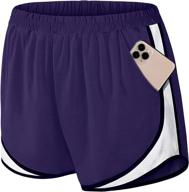 🏃 fulbelle women's double layer elastic waist running shorts with pockets for enhanced flexibility and comfort logo