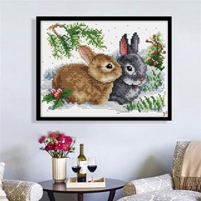 img 3 attached to 🐇 Funchey Cross Stitch Kits - Stamped Full Range of Patterns for Adult Beginners and Kids DIY - Easy Printed Cross-Stitch Kits for Home Decor - Lucky Rabbits Design (13×9.4 inch)