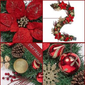 img 2 attached to Enhance your Holidays with WBHome Pre-lit 6ft Christmas Garland: Red Themed, 30 LED Lights, 140 Branch Tips, Battery Operated!