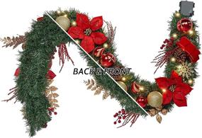 img 3 attached to Enhance your Holidays with WBHome Pre-lit 6ft Christmas Garland: Red Themed, 30 LED Lights, 140 Branch Tips, Battery Operated!