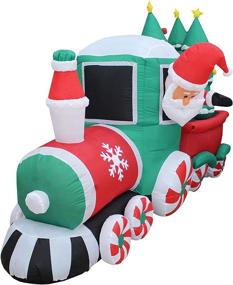 img 2 attached to 🎅 Inflatable Santa Claus Driving Train: 8-Foot Long, Candy Wheels, Christmas Trees Decoration