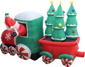 img 1 attached to 🎅 Inflatable Santa Claus Driving Train: 8-Foot Long, Candy Wheels, Christmas Trees Decoration