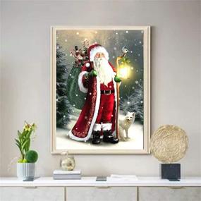 img 2 attached to 🎅 Huacan DIY 5D Diamond Painting by Number Kits - Full Square Drill Rhinestone Santa Claus Picture Art Craft for Home Wall Decor - 12x16in