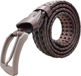 img 4 attached to 👔 Stylish and Comfy Leather Braided Cowhide Belts – A Must-Have Men's Fashion Accessory