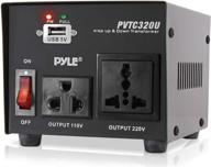 преобразователь напряжения на 500 вт с usb-портом зарядки, адаптером для великобритании, переменным током 110/120 на 220/240 вольт и наоборот, входным напряжением 110/120/220/240 вольт - pyle pvtc320u. логотип
