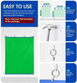 img 3 attached to 🟩 Neewer 2-in-1 Green/Blue Chromakey Screen Curtain Backdrop with Hooks & Clips, 59.1x78.7 inches/1.5x2 Meters Double-Sided Polyester Fiber Background for Video, Photography, Gaming, Streaming