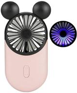 🐭 kbinter cute personal mini fan: handheld usb rechargeable fan with led light - portable & adjustable speeds, perfect for indoor/outdoor activities - cute mouse design (pink) logo