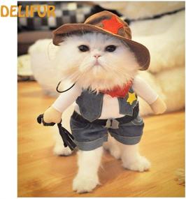 img 3 attached to 🤠 Cowboy Pet Costume with Hat | Funny Dog Carrying Costume by DELIFUR - Ideal for Halloween, Special Events & Spooky Nights | Pet Clothing for Dogs & Cats
