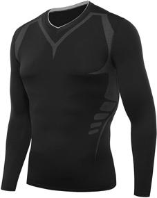 img 4 attached to 👕 AMZSPORT Men’s Long Sleeve Compression Shirt: Stay Cool and Dry during Sports with this Workout T-Shirt