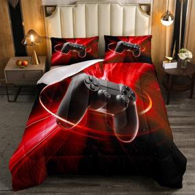 img 3 attached to Comforter Set Queen for Boys Kids - Electronic Game Room Decor Quilted Duvet with Gamer Console Pattern - Gaming Down Comforter, Girls Teens Adult Quilt - Videogame Controller Red Bedding Comforters