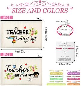 img 1 attached to Teacher Appreciation Gift Set: 12 Piece Teacher Survival Kit Bag and Blessing Card Bracelet, Ideal for Teacher's Day (Cute Style, 9 x 5.9 Inch)