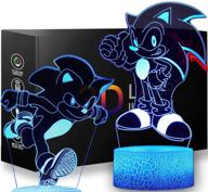 🦔 sonic the hedgehog night light - 3d illusion decor lamp for kids bedroom, 16 color change patterns, remote control, creative lighting for sonic the hedgehog fans логотип