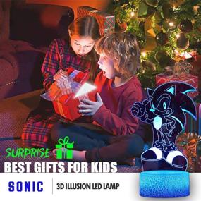 img 2 attached to 🦔 Sonic The Hedgehog Night Light - 3D Illusion Decor Lamp for Kids Bedroom, 16 Color Change Patterns, Remote Control, Creative Lighting for Sonic The Hedgehog Fans