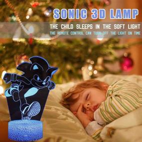 img 1 attached to 🦔 Sonic The Hedgehog Night Light - 3D Illusion Decor Lamp for Kids Bedroom, 16 Color Change Patterns, Remote Control, Creative Lighting for Sonic The Hedgehog Fans