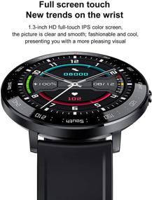 img 3 attached to ⌚ Black Round Smart Watch for Men: Fitness Tracker with Heart Rate, BP Monitor, Pedometer, Business Call & Text Reminder - Waterproof, Android & iOS