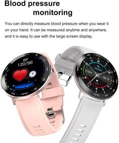 img 1 attached to ⌚ Black Round Smart Watch for Men: Fitness Tracker with Heart Rate, BP Monitor, Pedometer, Business Call & Text Reminder - Waterproof, Android & iOS