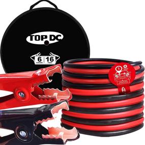 img 4 attached to High Performance TOPDC Car Battery Jumper Cables - 16 Feet 6 🔋 Gauge, Handles Extreme Temperatures, Heavy Duty Booster Cable + Carry Bag (6AWG x 16Ft)