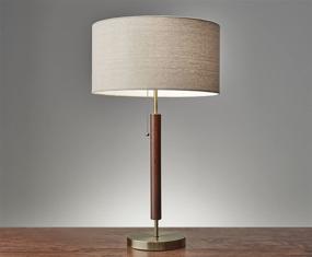 img 3 attached to 🔆 Adesso Hamilton 3376-15 Table Lamp, 26.25 in, 100W Incandescent/26W CFL, Walnut Eucalyptus Wood/Antique Brass, 1 Modern Lamp