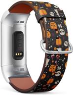 🎃 премиум кожаный браслет-ремешок для fitbit charge 4/3/3 se - дизайн на хэллоуин тыквы логотип