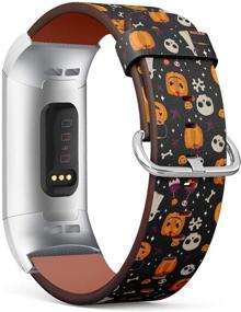 img 2 attached to 🎃 Премиум кожаный браслет-ремешок для Fitbit Charge 4/3/3 SE - дизайн на Хэллоуин тыквы