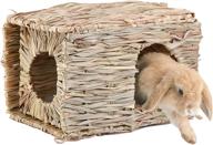 🏠 natural hand woven seagrass hay hut - foldable grass house hideaway toy for rabbit, guinea pigs, chinchilla, small animals (1 pack) logo
