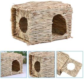 img 2 attached to 🏠 Natural Hand Woven Seagrass Hay Hut - Foldable Grass House Hideaway Toy for Rabbit, Guinea Pigs, Chinchilla, Small Animals (1 Pack)